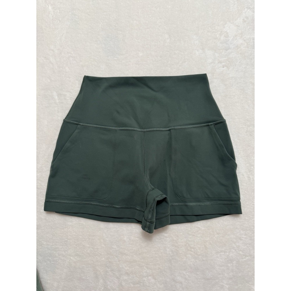 Lululemon Align High-Rise Short Green Solid Stretch Pockets Yoga Size 2